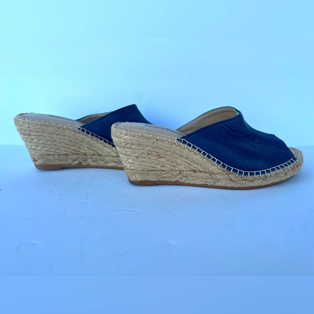 Neiman Marcus Navy Wedge Slides - image 4